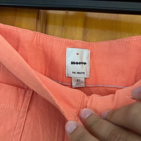 Maeve By Anthropologie The Colette Coral Wide Leg Linen Pants Sz 31 - Picture 6 of 9